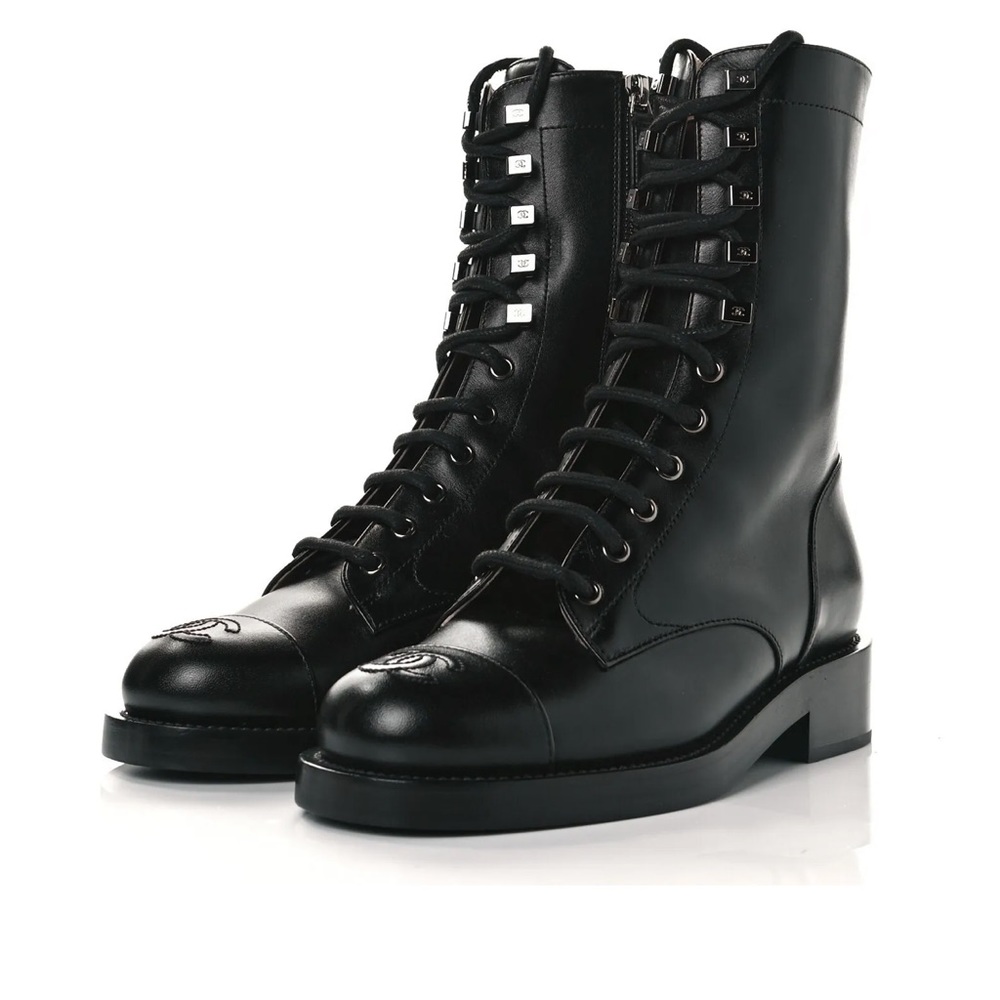 Chanel lace up combat boots size 36.5 (serious inquiries only)